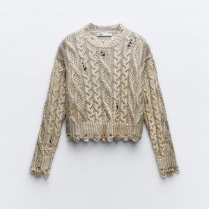 Zara gold foil sweater NWT